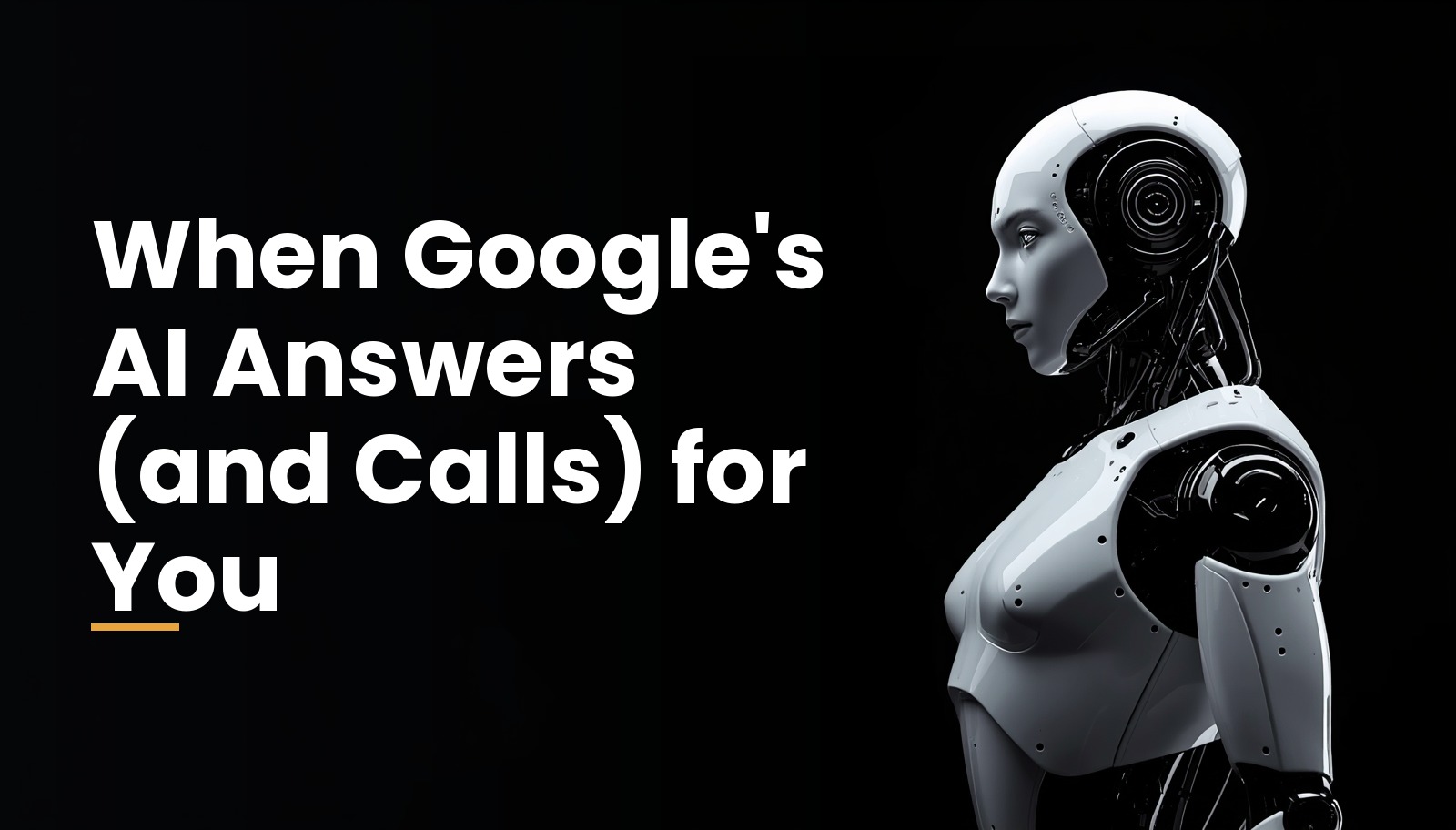 A smartphone showing Google's AI call screen with a location pin, surrounded by Google service icons — Google answering and calling on behalf of a local business