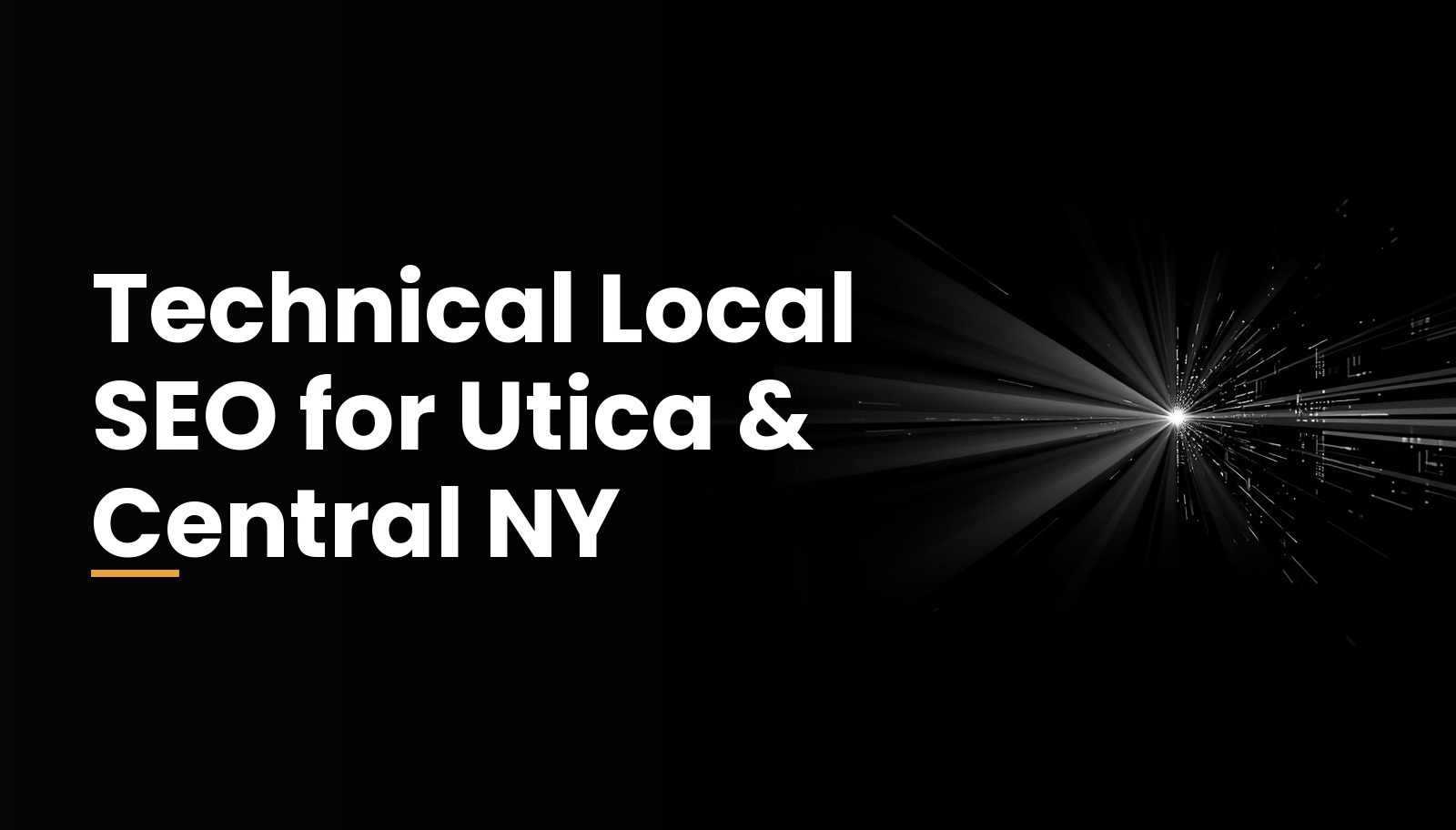 Map location pins fading from bright to dim spreading outward from a central business representing local search visibility