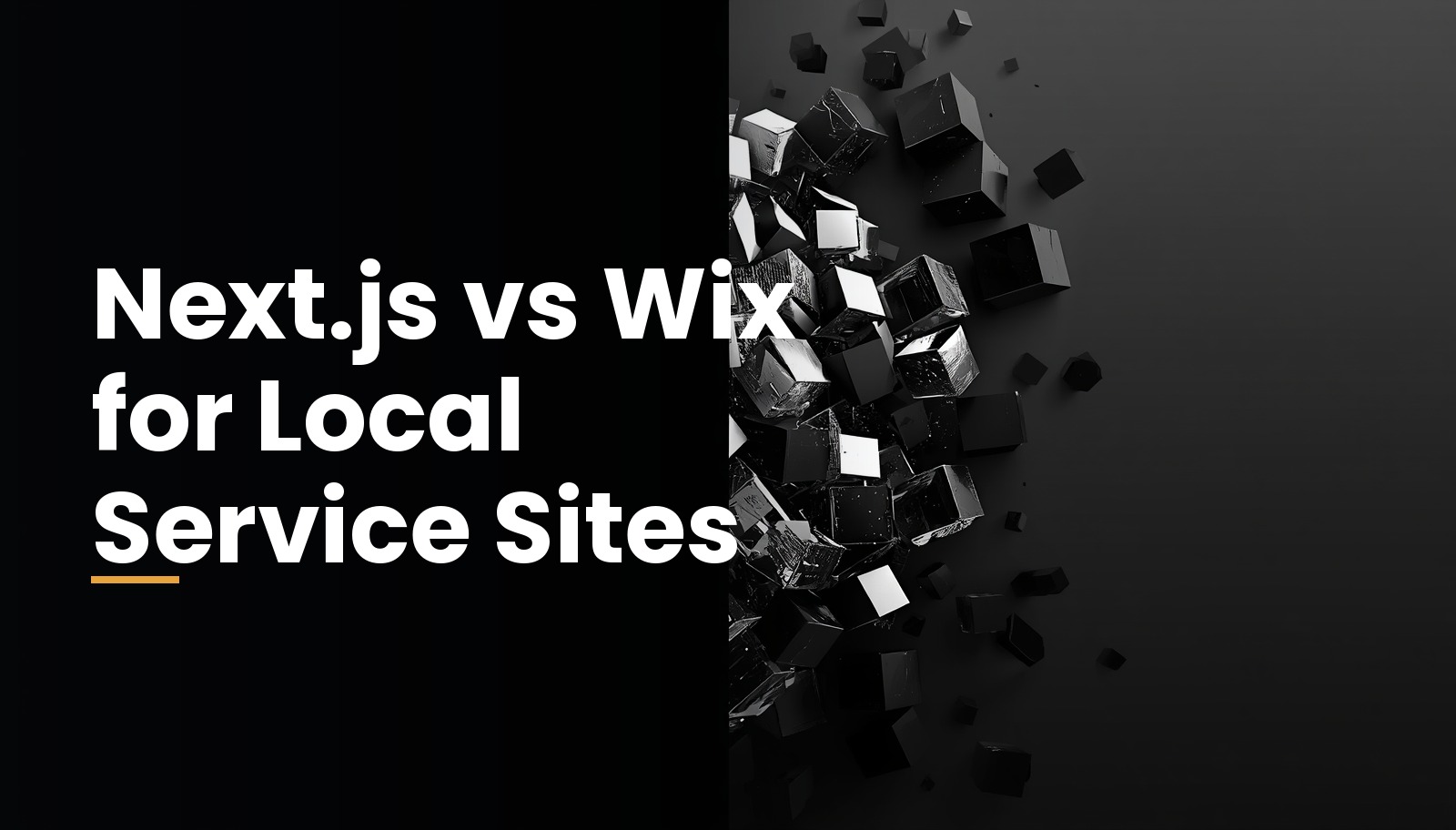 Side-by-side comparison of Next.js code architecture and Wix website builder interface highlighting performance and SEO differences
