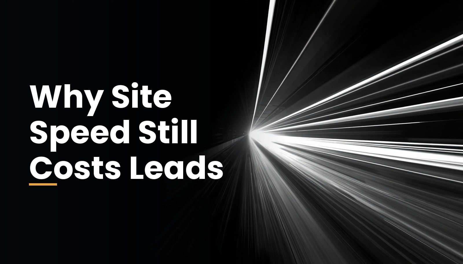 Speedometer gauge hitting green zone fused with website conversion funnel showing performance impact on leads