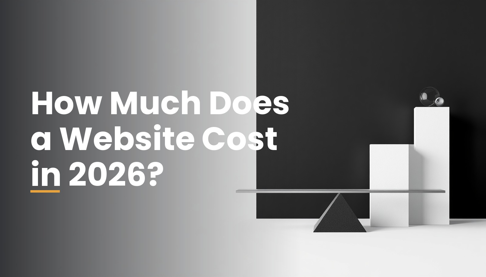 Digital calculator and price tag beside a website wireframe showing website cost breakdown for small businesses