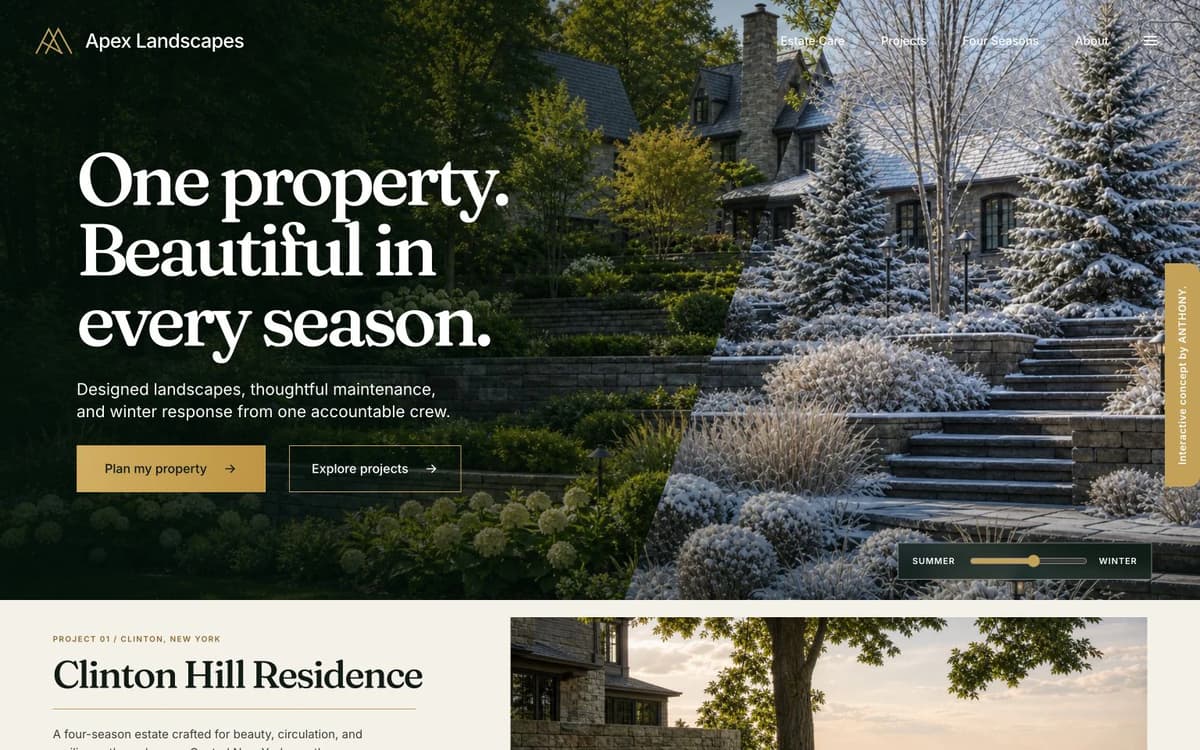 Apex Landscapes example website by ANTHONY.