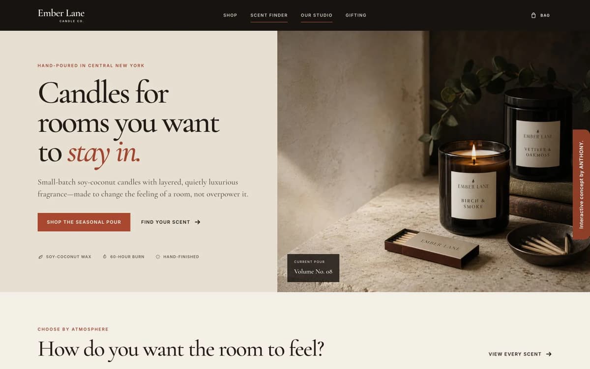 Ember Lane Candle Co. example website by ANTHONY.
